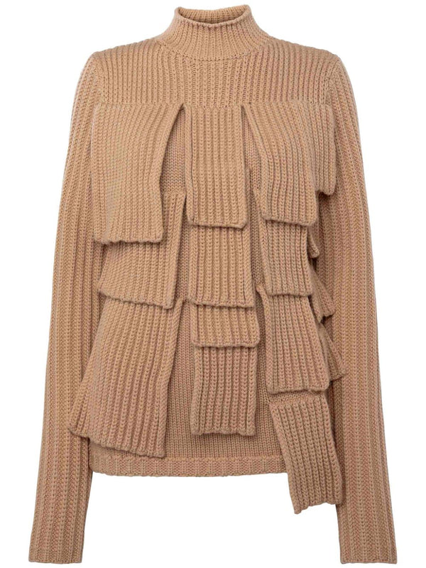 panelled ribbed jumper