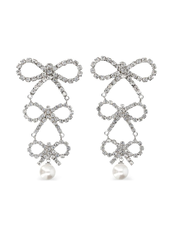 tiered crystal-bow earrings