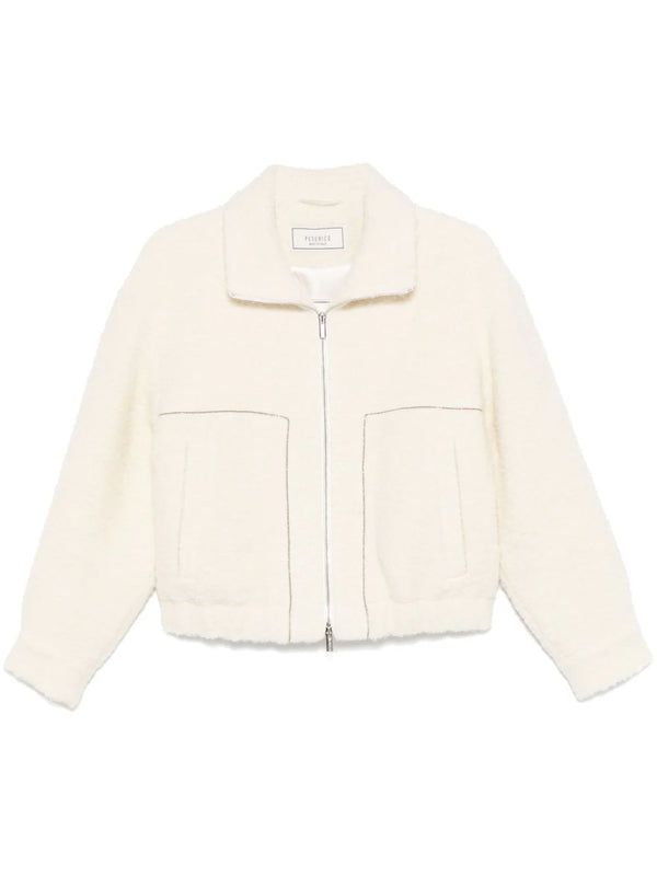 bouclé bomber jacket