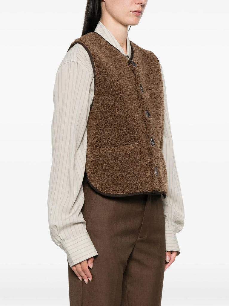 V-neck faux-shearling vest