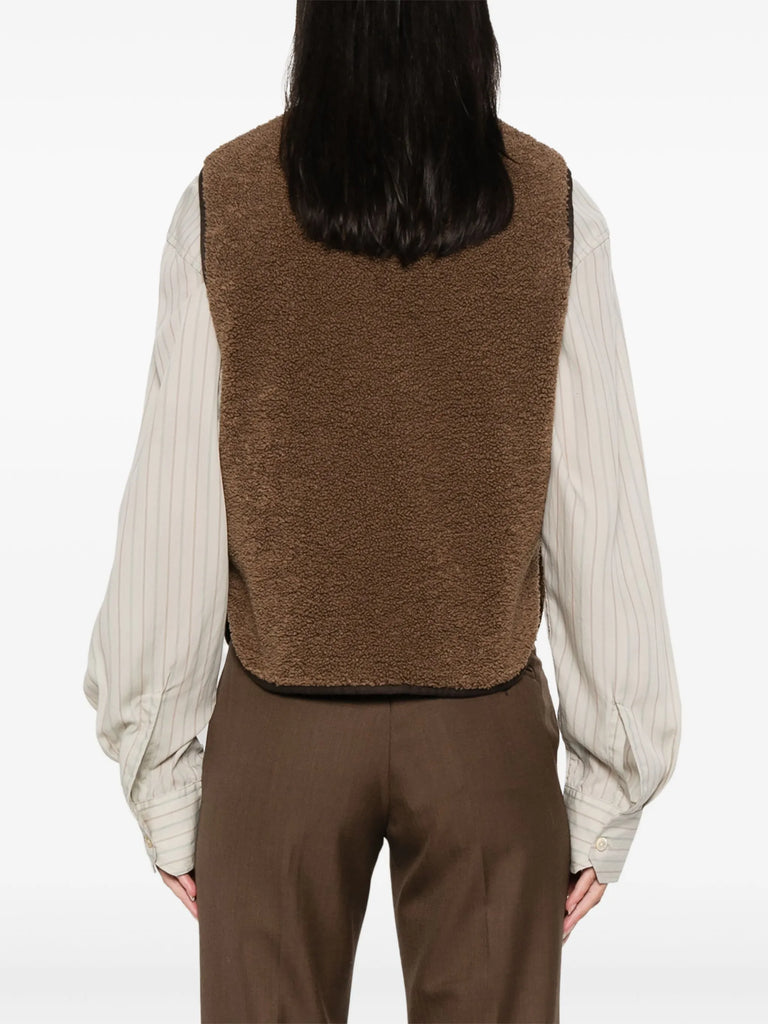 V-neck faux-shearling vest