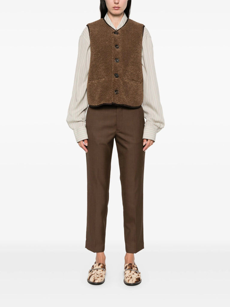 V-neck faux-shearling vest