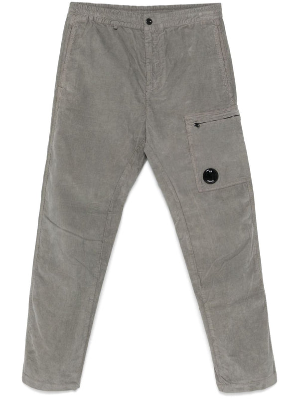 Lens-detail corduroy trousers