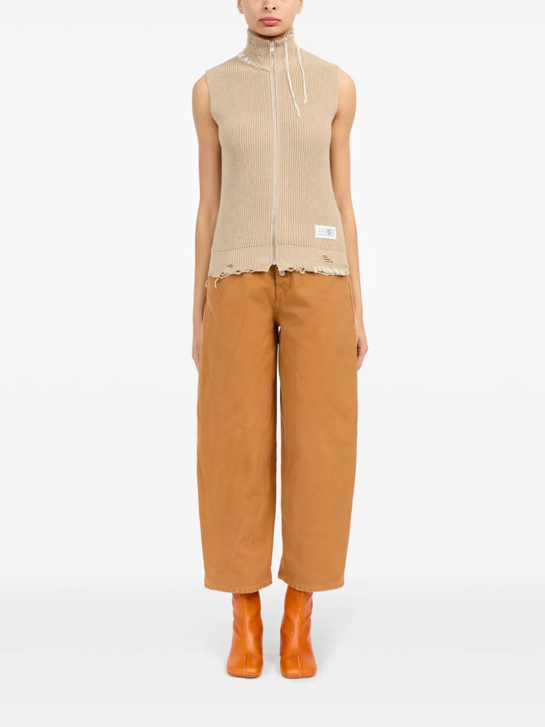 zip-up knitted top
