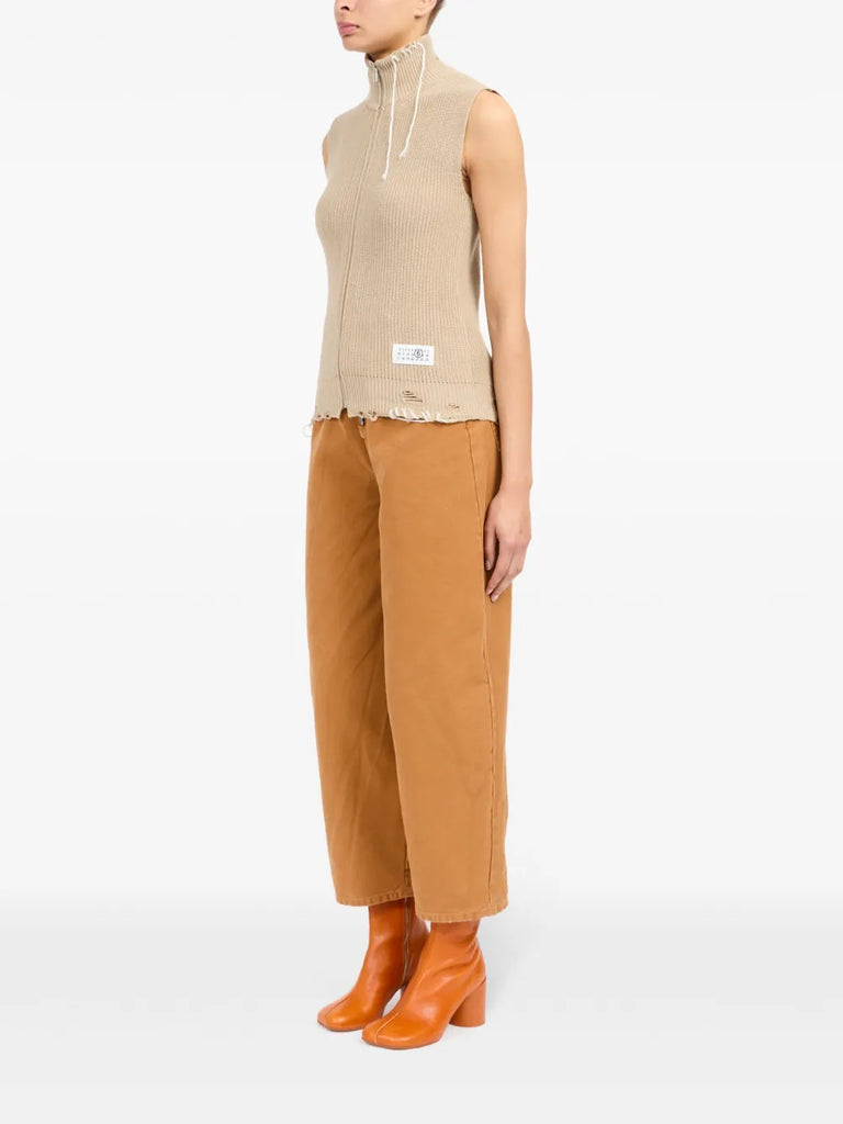 zip-up knitted top