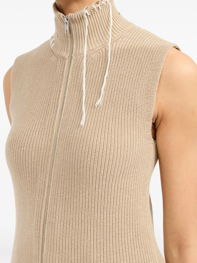zip-up knitted top