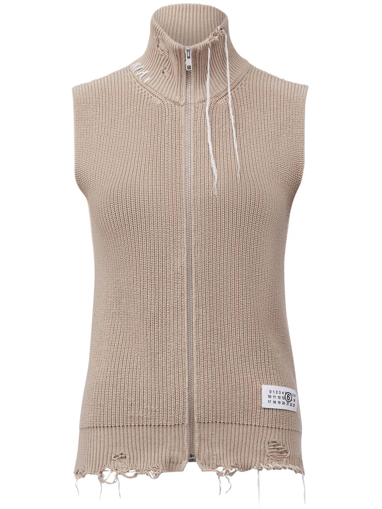 zip-up knitted top