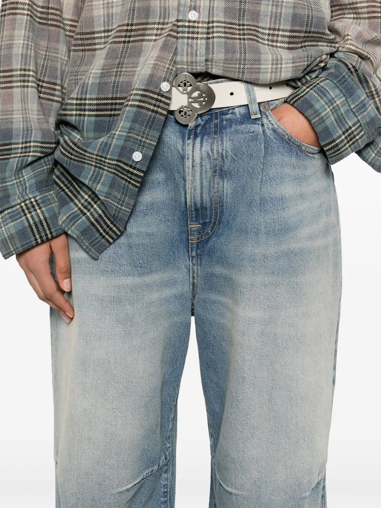 wide-leg cropped jeans