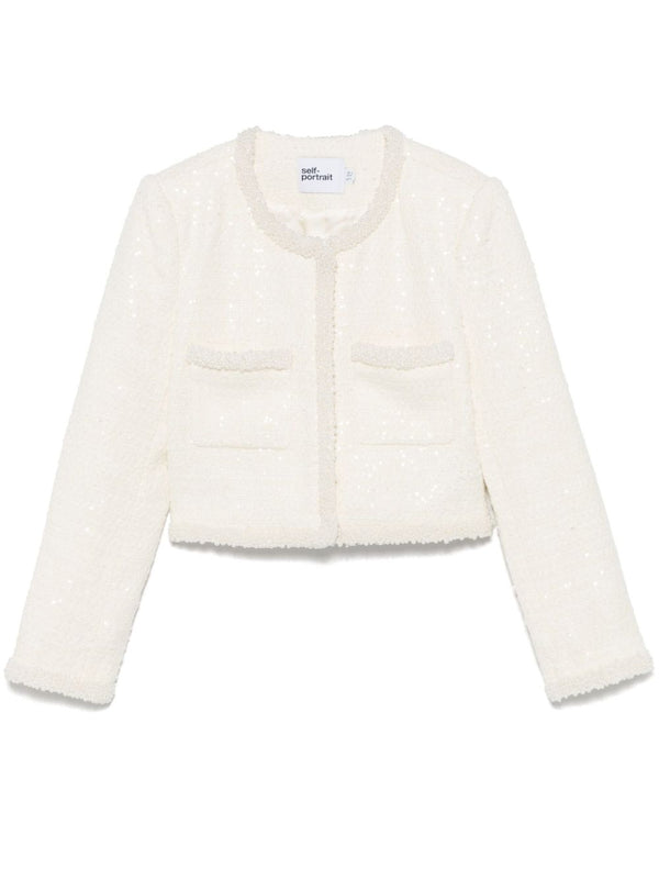 bouclé faux-pearl-trim jacket