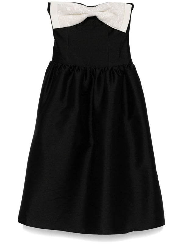 taffeta contrast-bow midi dress