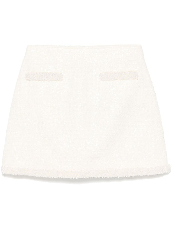 bouclé pearl-trim mini skirt