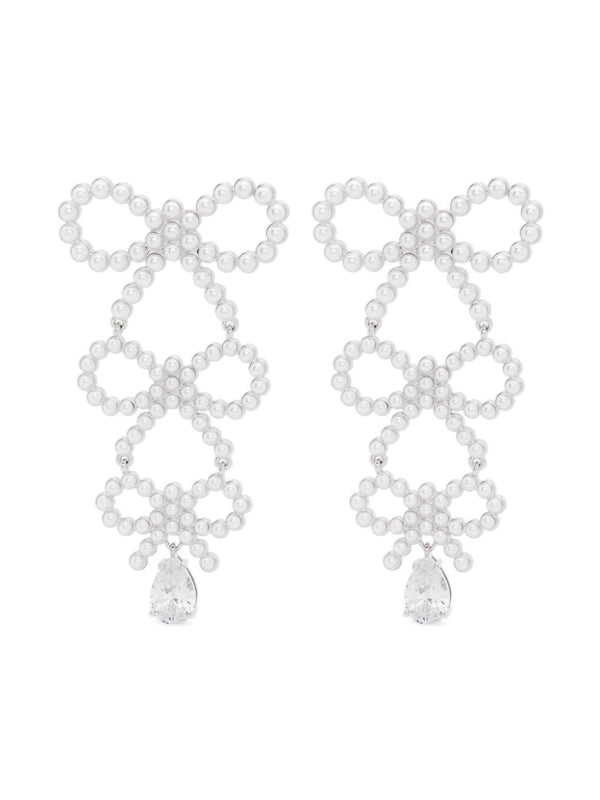 tiered pearl bow earrings