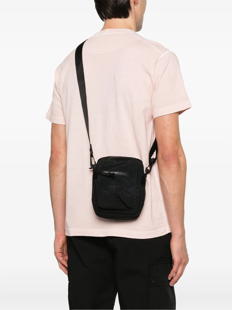 logo-embroidered messenger bag