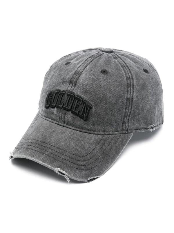 logo-embroidered distressed cap