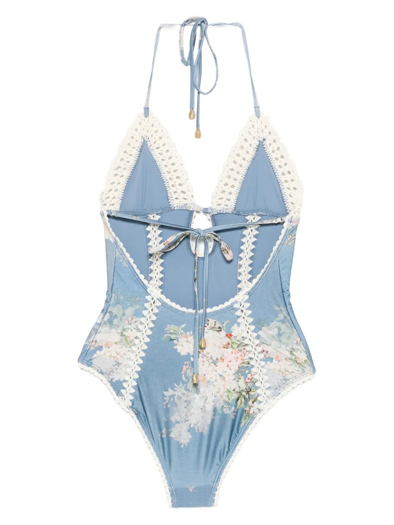 Cascadian crochet-detail swimsuit