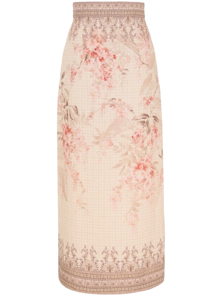 Illuminate pencil midi skirt