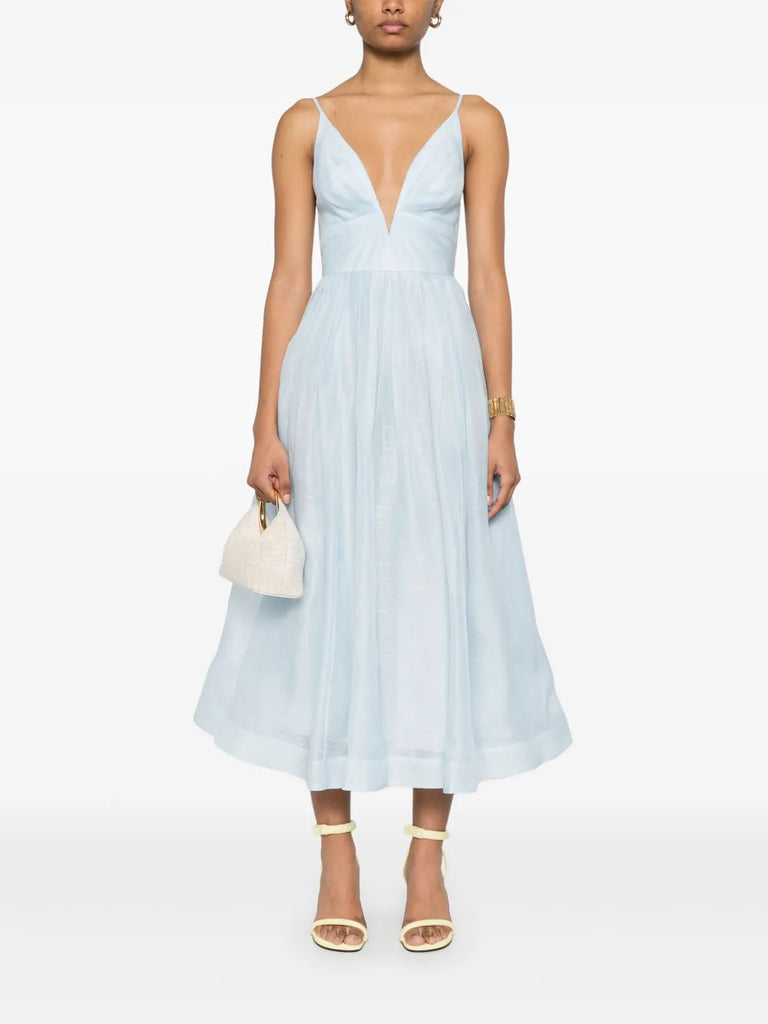 Illuminate V-neck midi dress