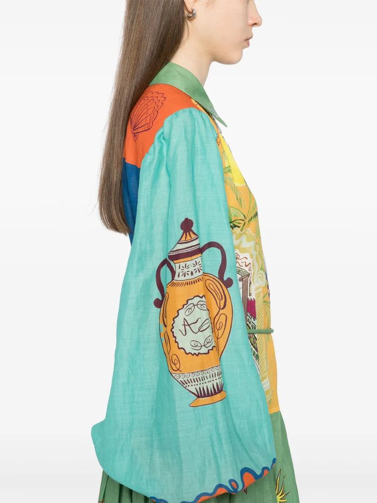 surrealist summer ramie shirt dress