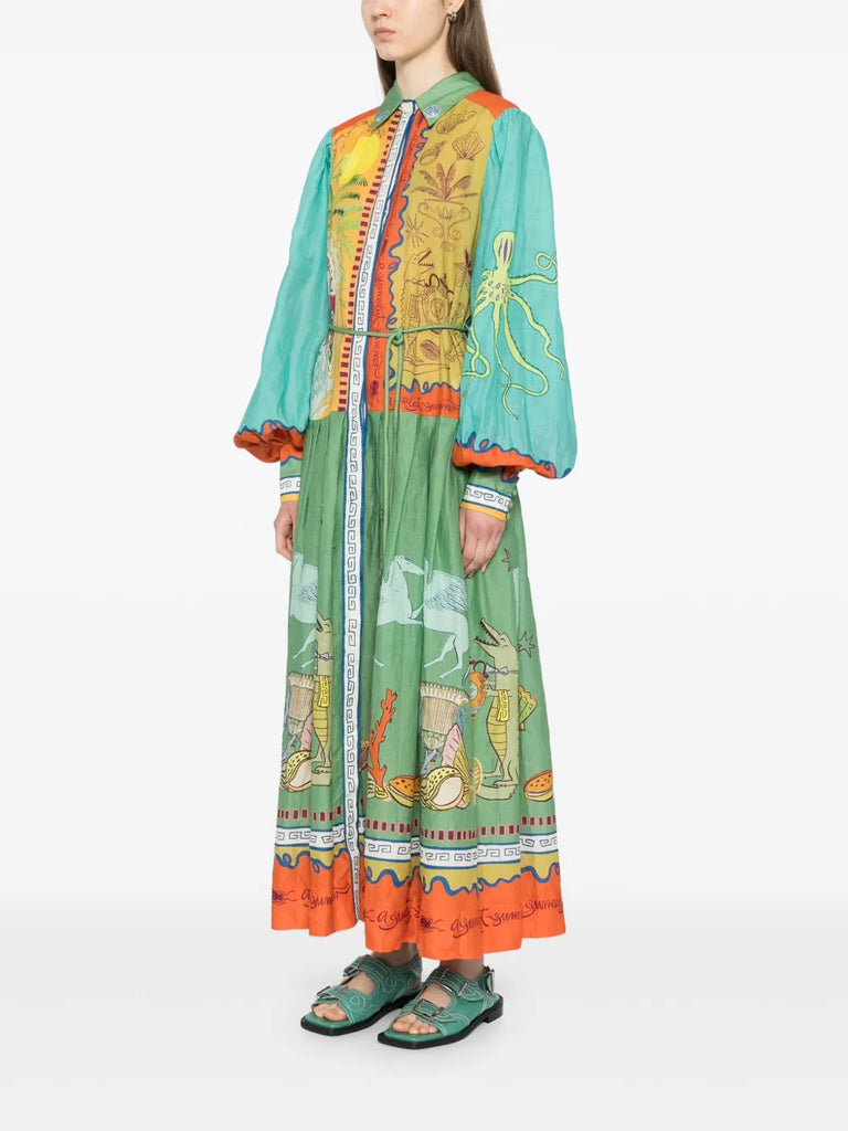 surrealist summer ramie shirt dress