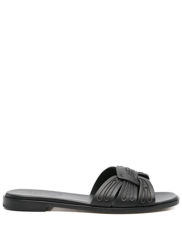 leather flat sandals
