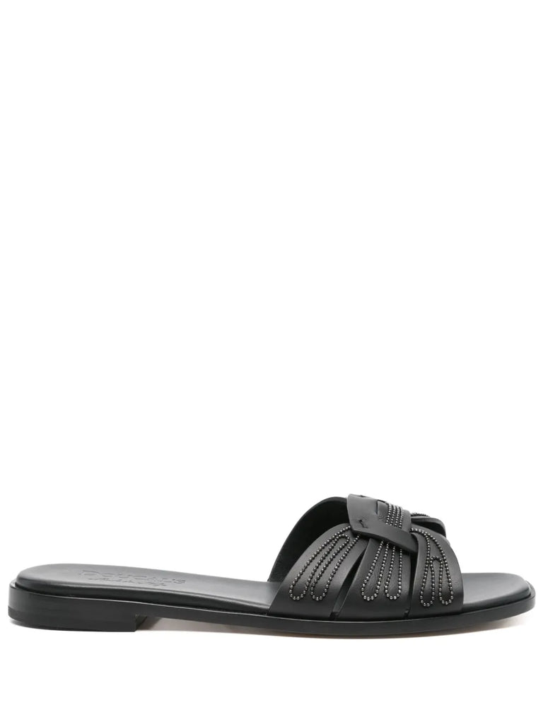 leather flat sandals
