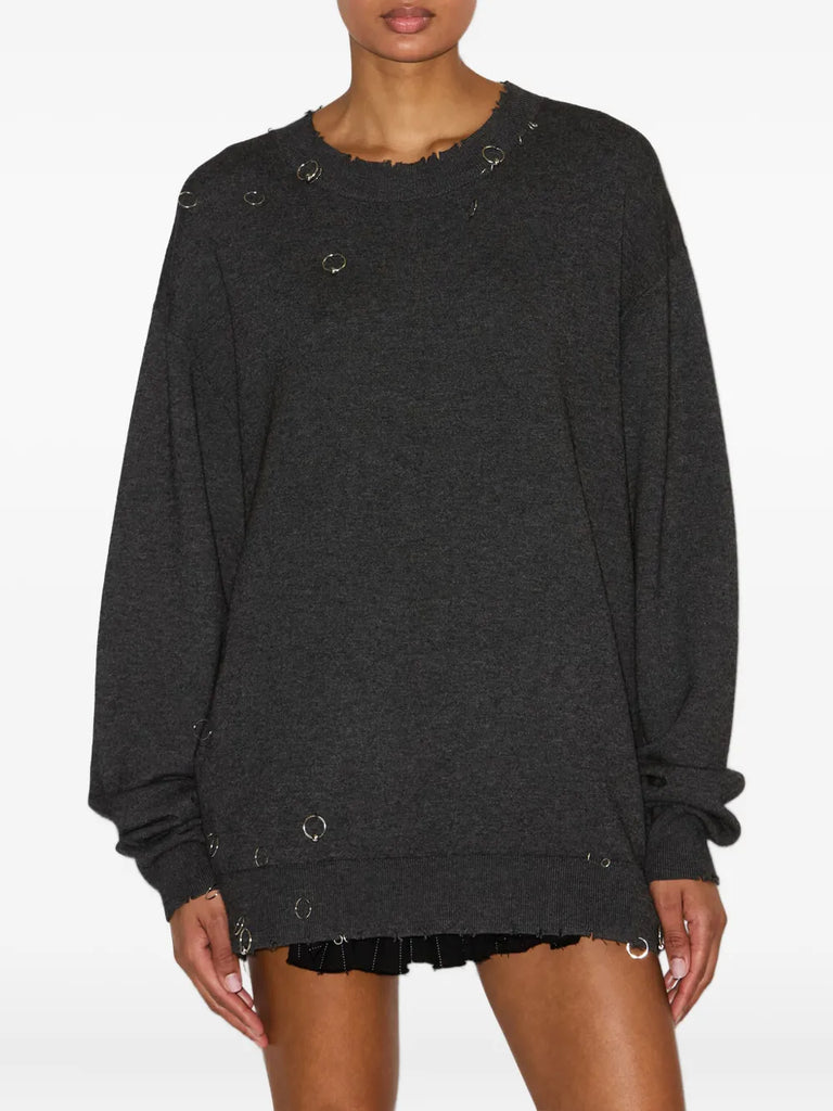 ring-embellished pullover