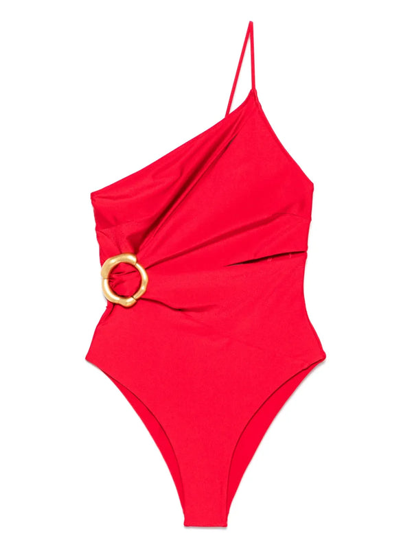 Asymmetric Red Cut-Out Swimsuit | Skalashop