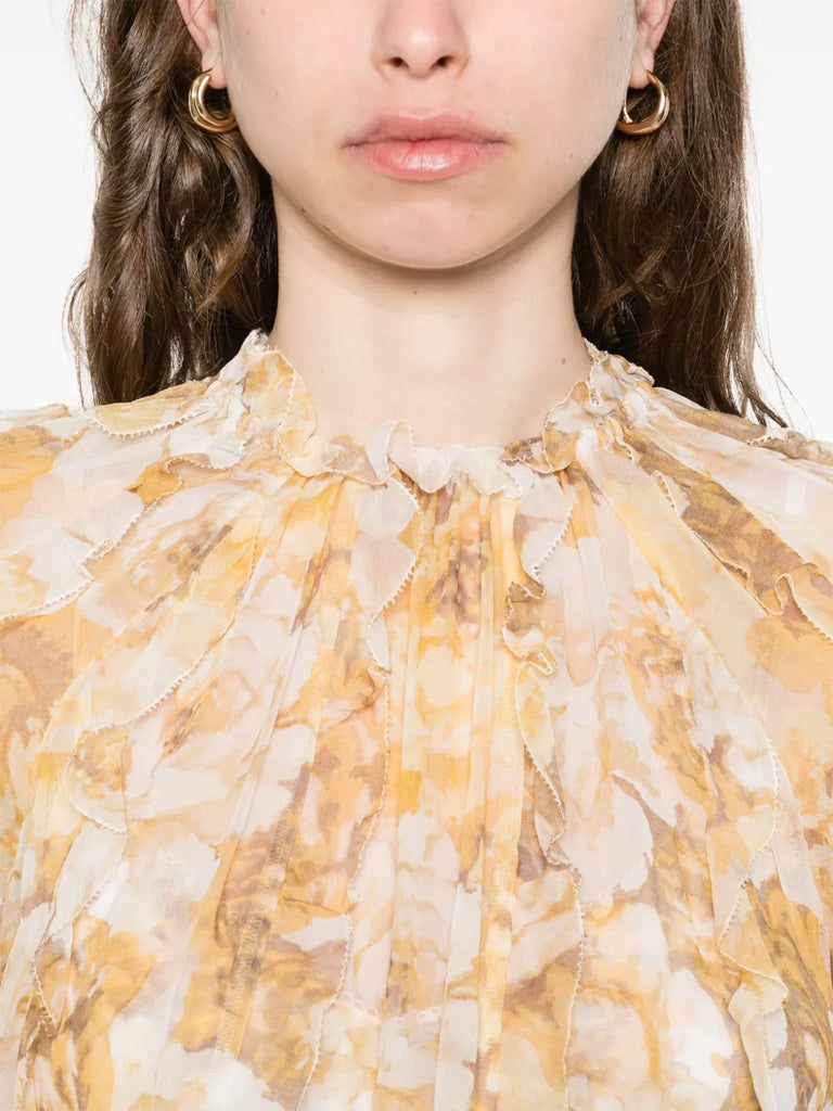 frill-detail billow blouse
