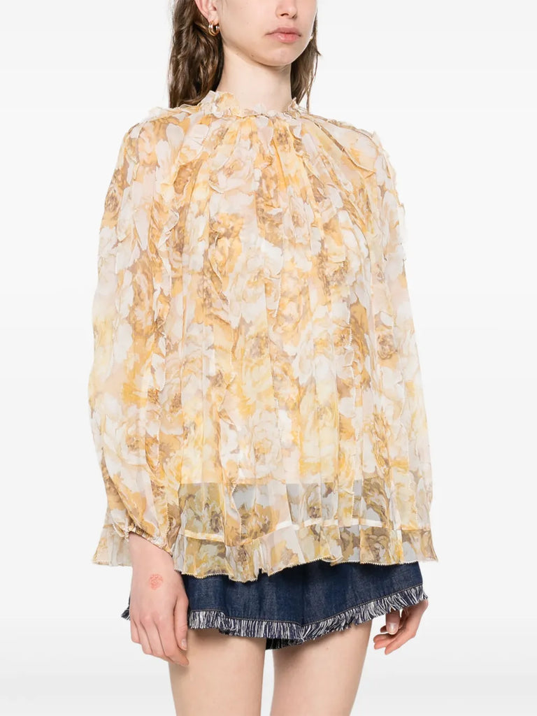 frill-detail billow blouse