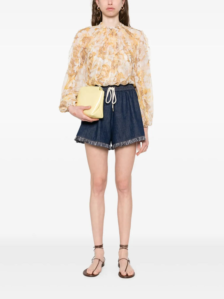 frill-detail billow blouse