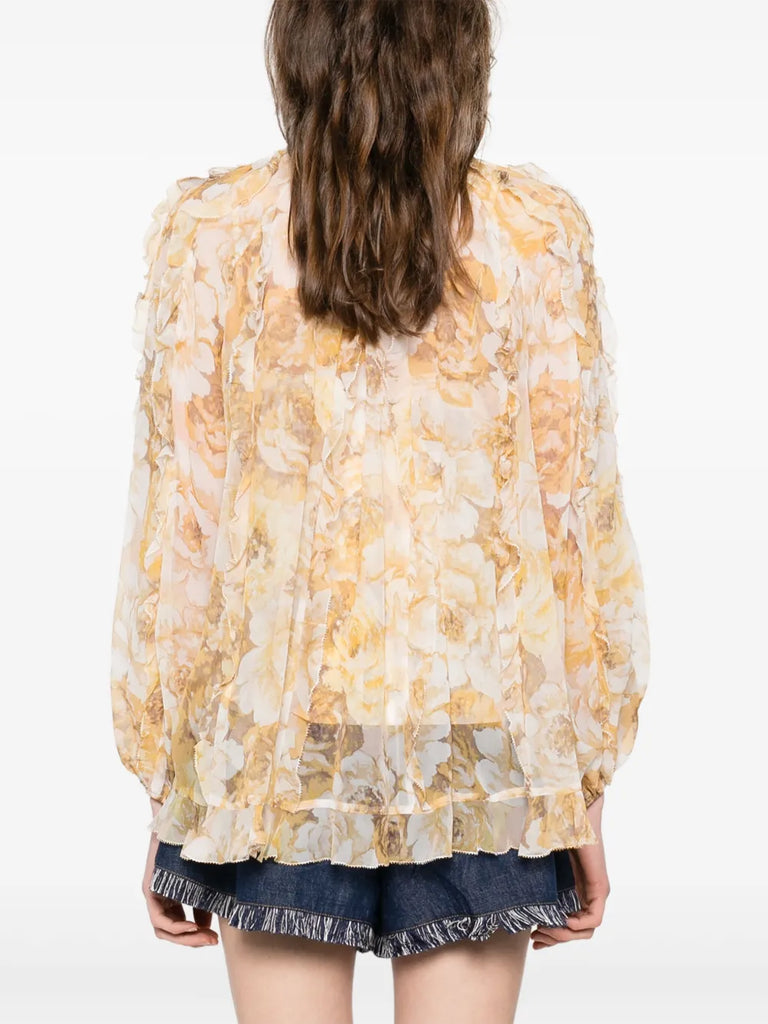 frill-detail billow blouse