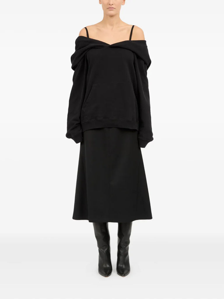 off-shoulder cotton sweatshirt