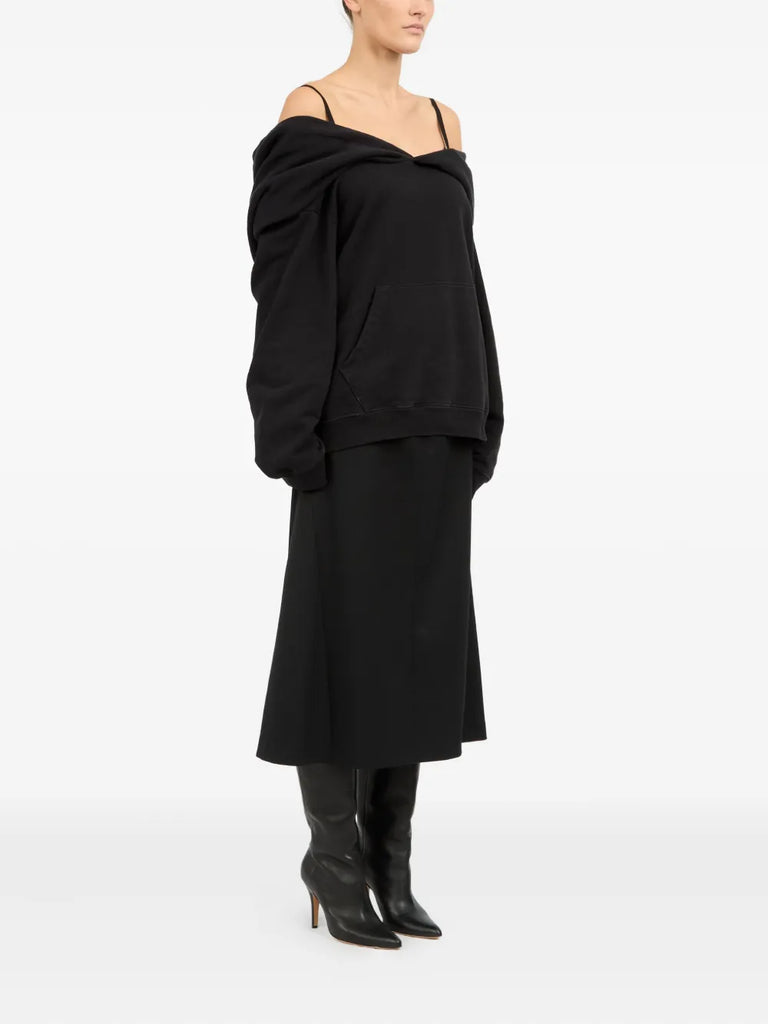 off-shoulder cotton sweatshirt