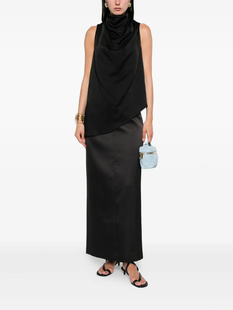 cowl-neck sleeveless blouse