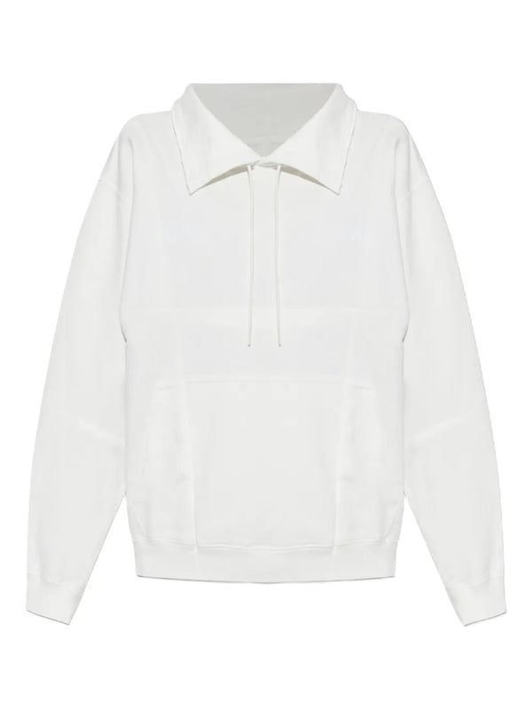 drawstring spread-collar sweatshirt