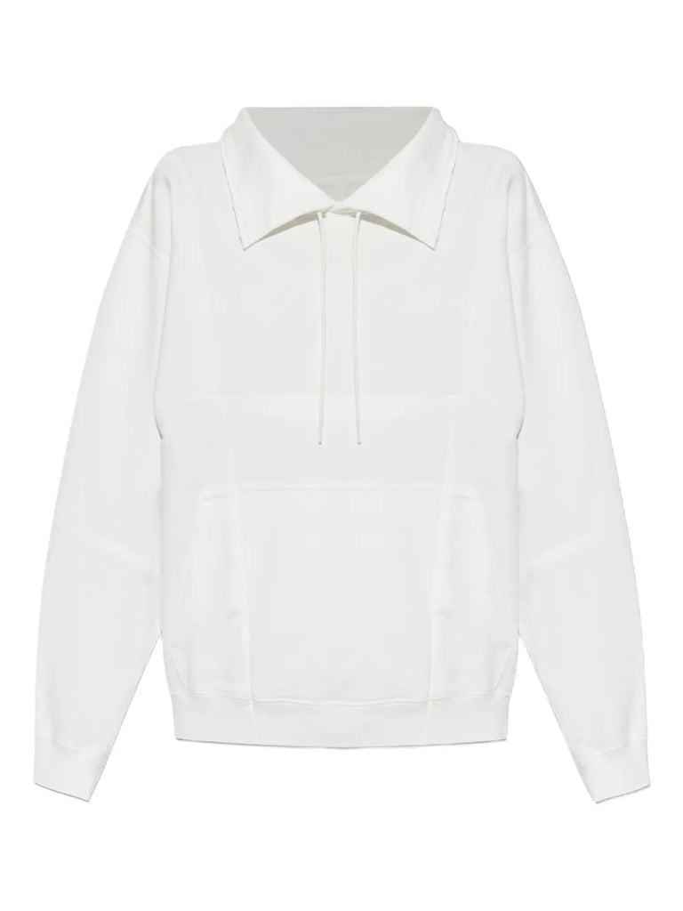 drawstring spread-collar sweatshirt