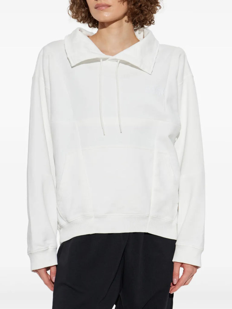 drawstring spread-collar sweatshirt