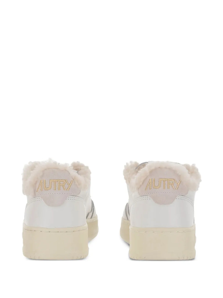 Medalist shearling-trimmed leather sneakers