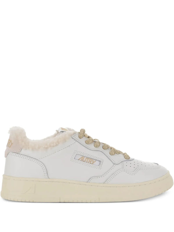 Medalist shearling-trimmed leather sneakers