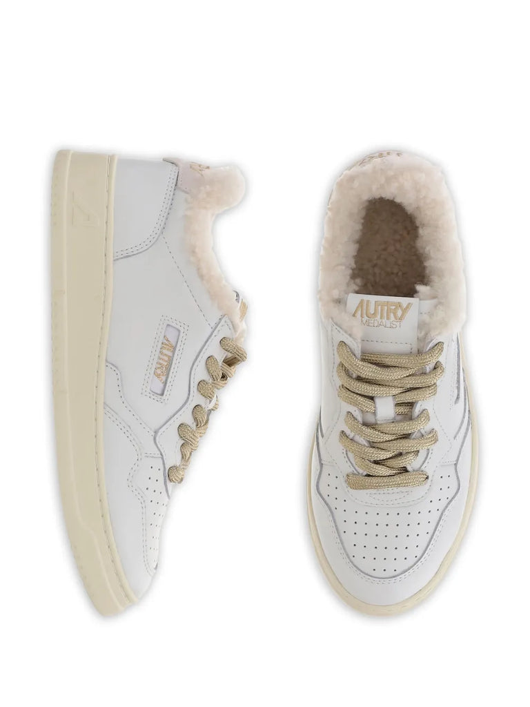 Medalist shearling-trimmed leather sneakers