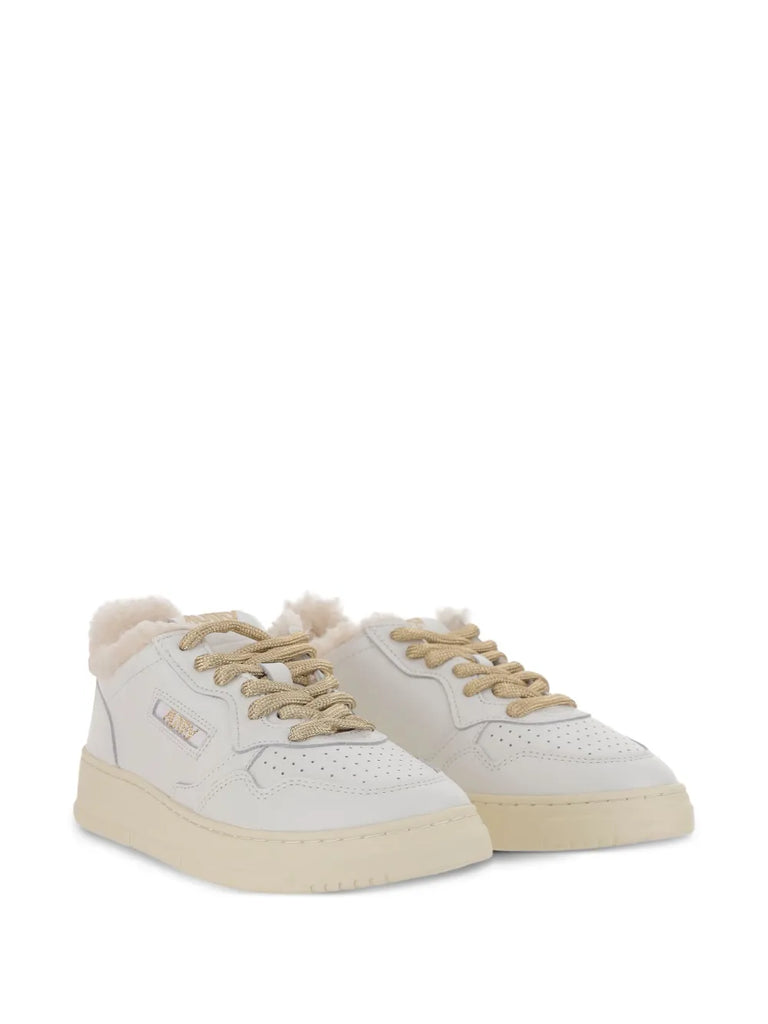 Medalist shearling-trimmed leather sneakers