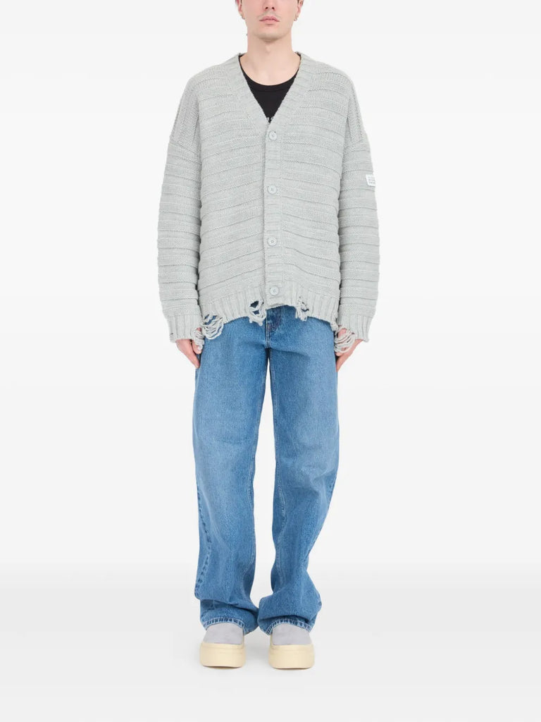 ribbed button-up cardigan