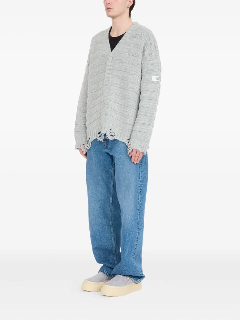 ribbed button-up cardigan