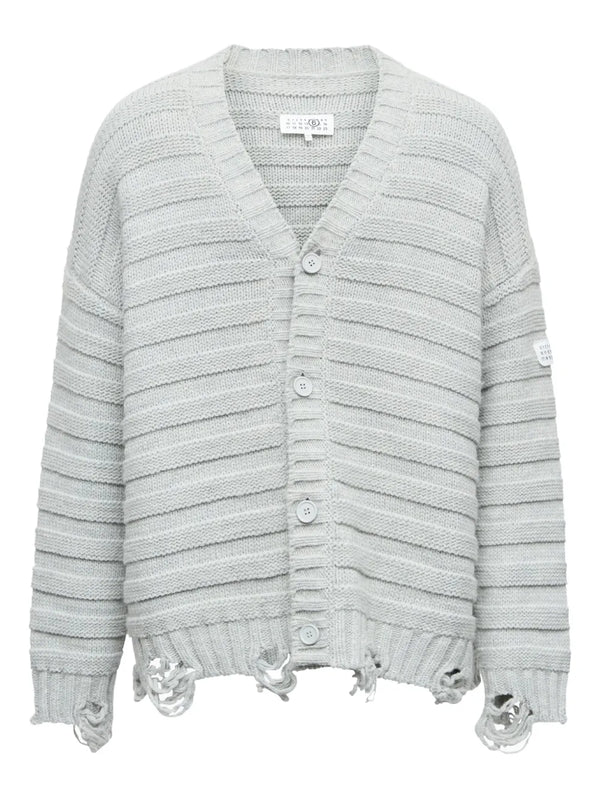 ribbed button-up cardigan