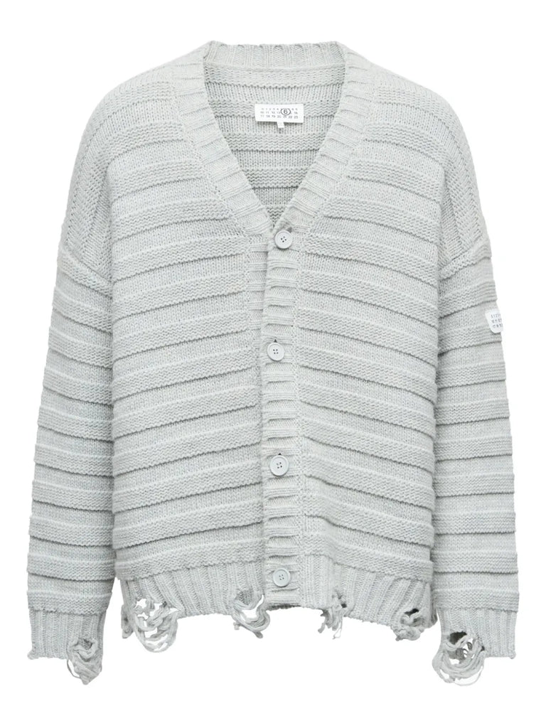 ribbed button-up cardigan