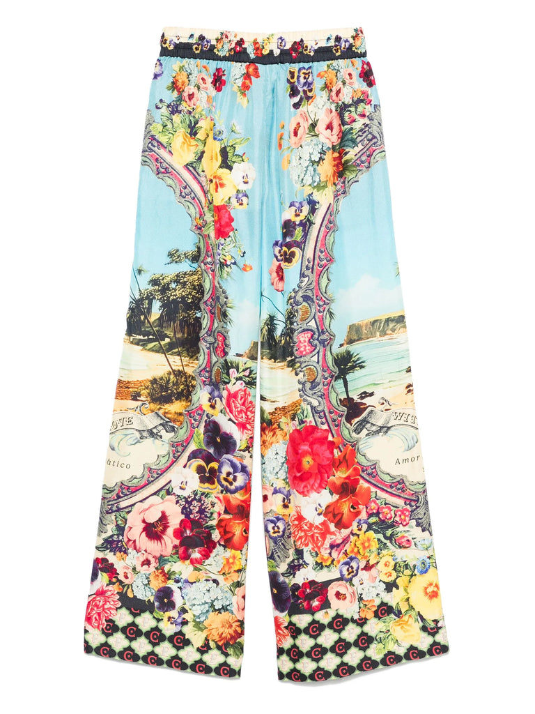 floral-print silk straight-leg trousers