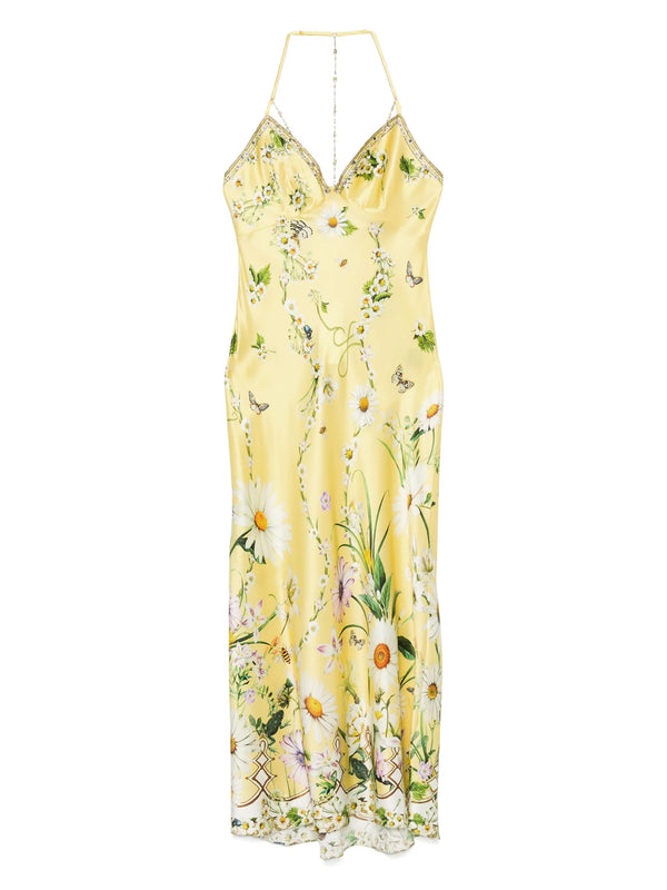 floral-print silk dress