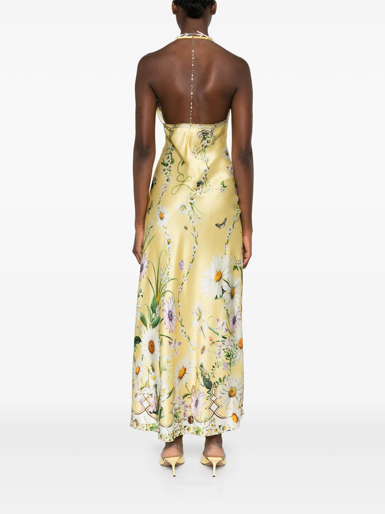floral-print silk dress