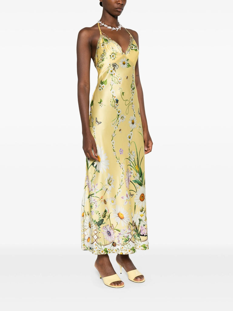 floral-print silk dress