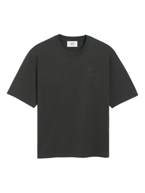 heart-embossed cotton T-shirt